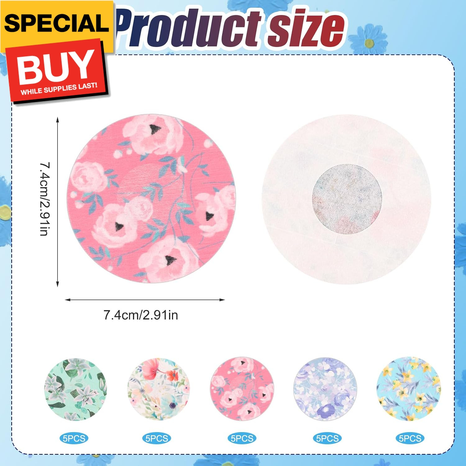 25pcs Sensor Covers for Libre 2/3, Waterproof Adhesive Patches CGM Tape Floral P