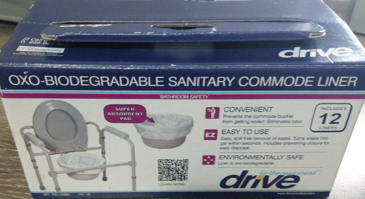 Drive Oxo Biodegradable Sanitary Commode Liner-1bx 12 Count Eliminates Odor-New