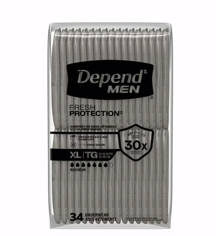 Depend Fresh Protection Incontinence Underwear for Men, Adult, XL, 68 Count