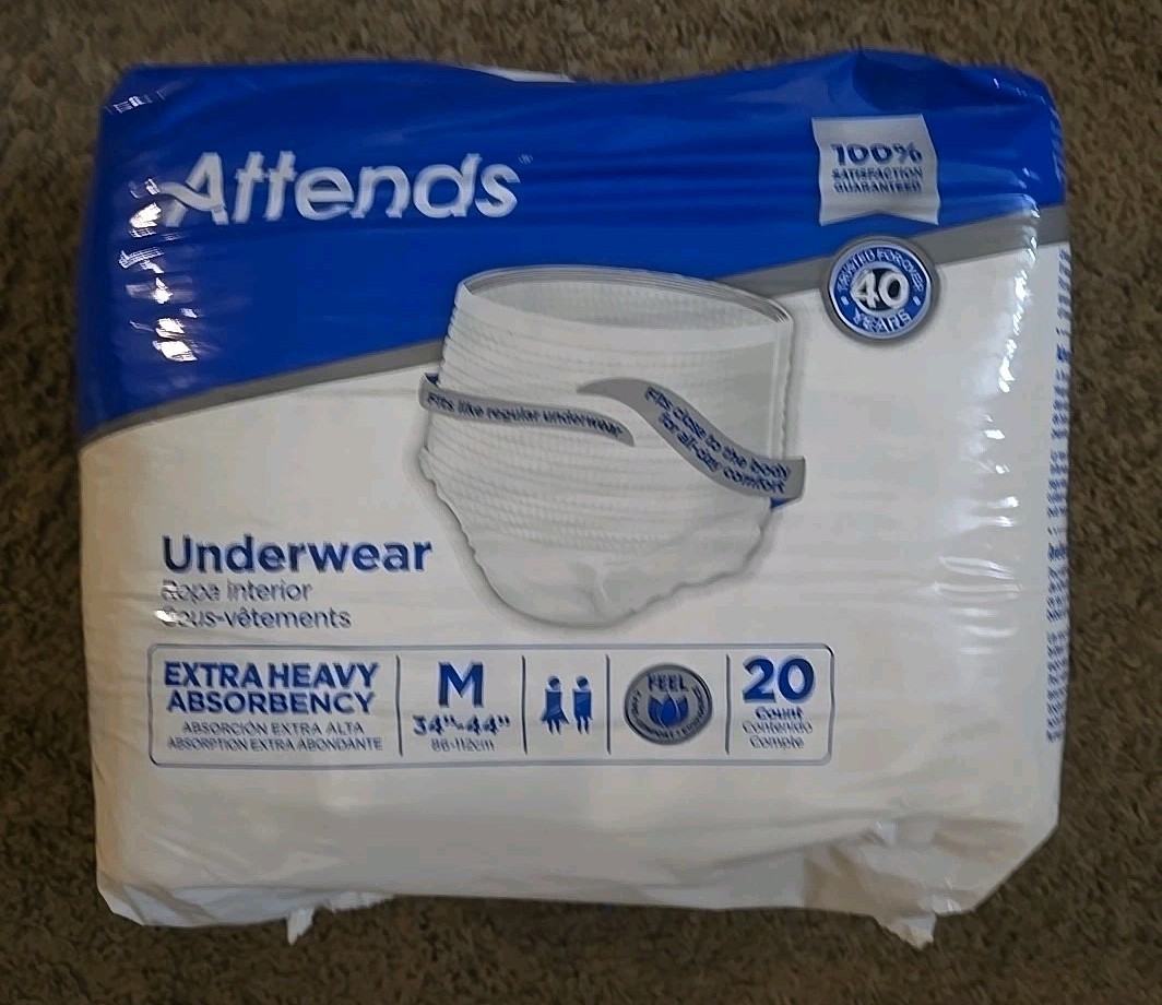 ATTENDS DISPOSABLE UNDERWEAR MEDIUM MODERATE 20 COUNT