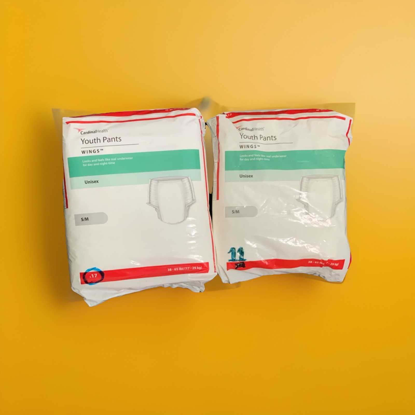 Cardinal Health WINGS Incontinence youth Pants/ DiaperS/M 38-65 lbs Super 70073A