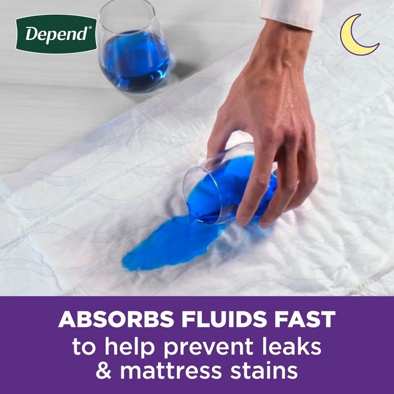 Depend Disposable Slip Resistant Incontinence Bed Pads Adults Overnight