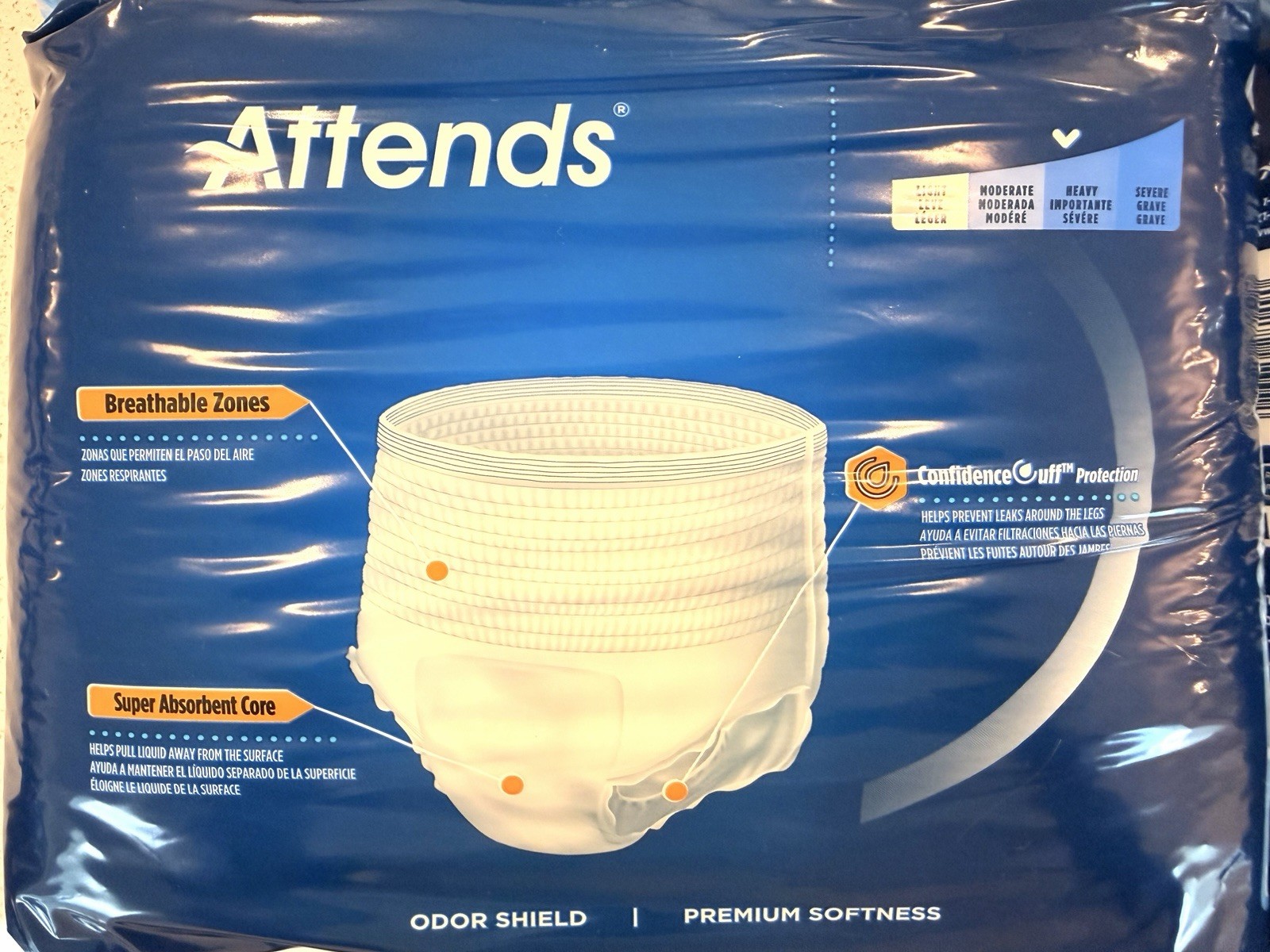 Lot of 4 Attends Large Adult Underwear 72 Total Count (4×18) Sealed New