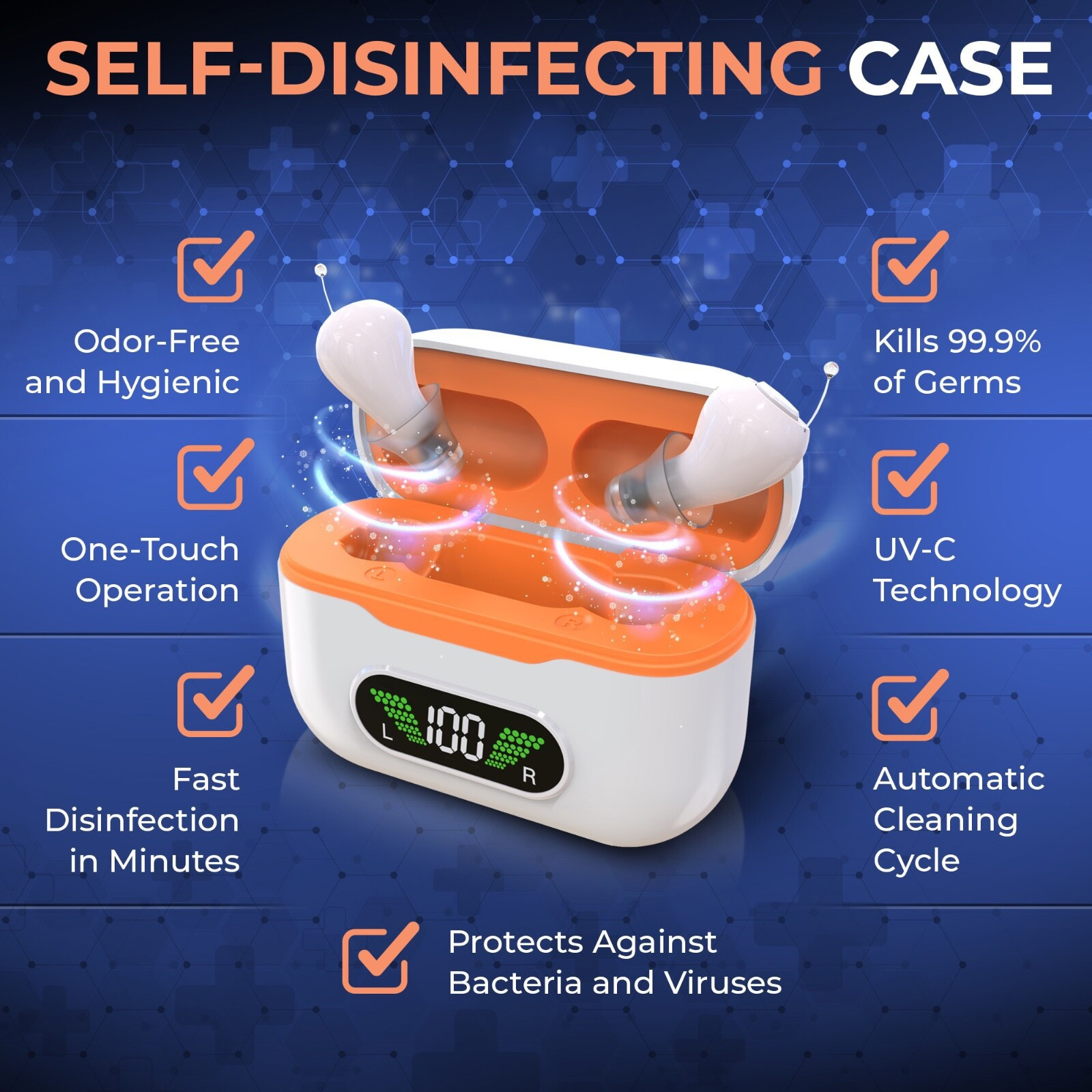 Hearing Aids Rechargeable UV Case Digital Noise Canceling
