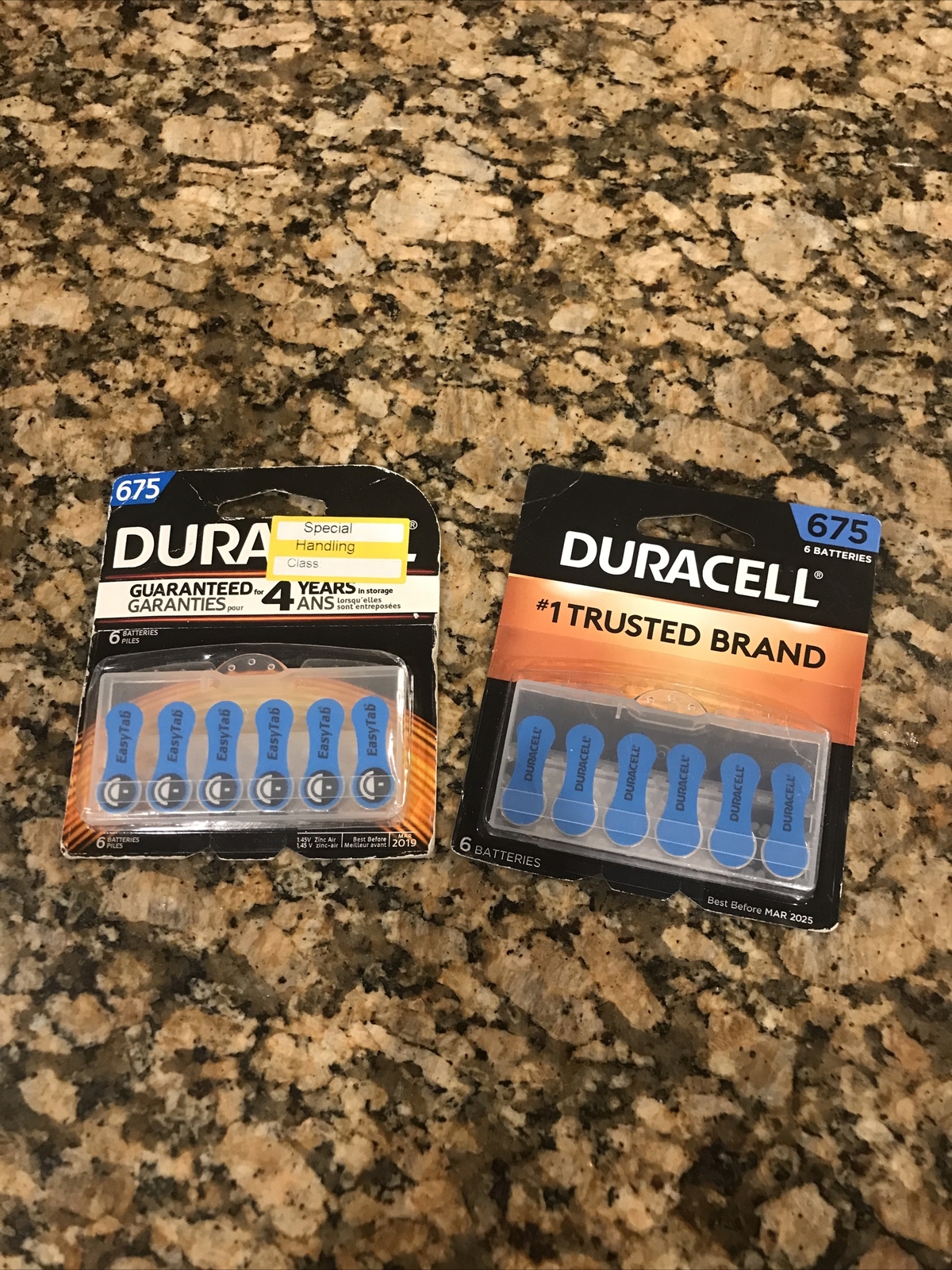2 Packs = 12 Count Duracell Size 675 Hearing Aid Batteries Best Before 19 & 25