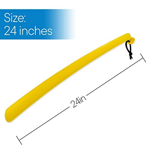 2 Pack Extra Long Handled Shoe Horn with Curved Handle and Hang Up Strap (24