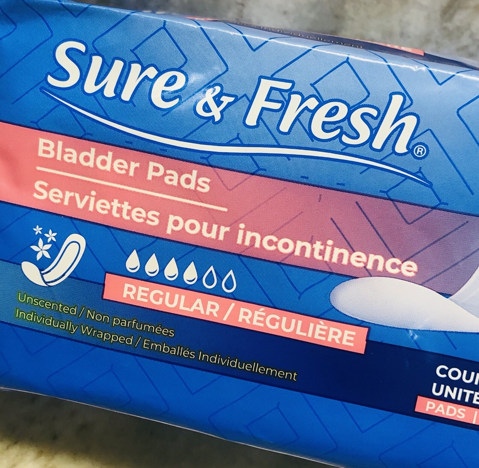 Sure & Fresh (10) Unsented Regular Bladder Pads. For Incontinence. Women’s.
