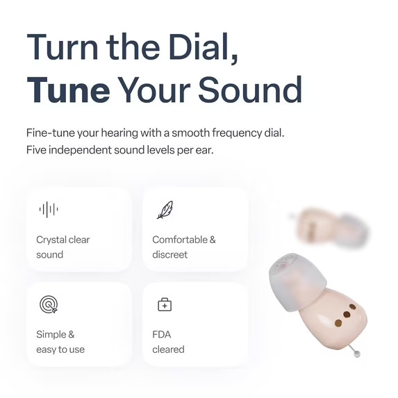 Audien Hearing Atom One Rechargeable OTC Hearing Aids with Charging Dock/Case