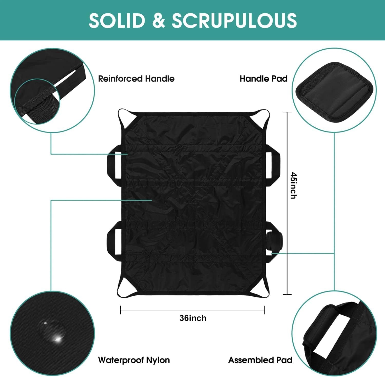 45″ x 36″ Positioning Bed Pad with Handles Washable Draw Sheets for Hospital …