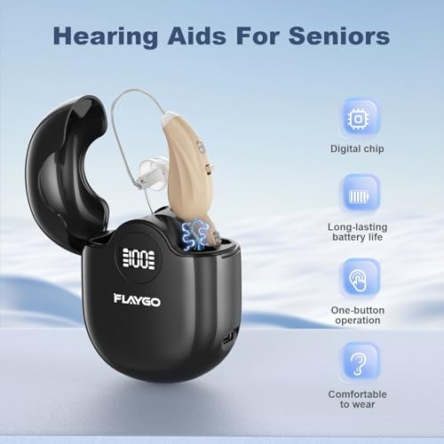 Flaygo Hearing Aids for Seniors OTC Beige Noise Reduction