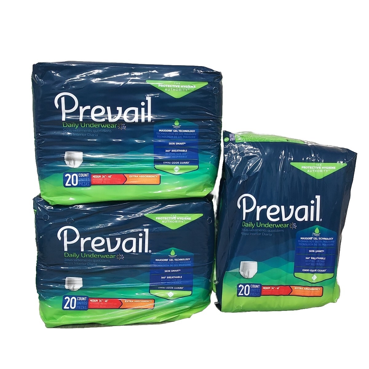 Prevail Adult Unisex Disposable Undies MEDIUM Xtra Absorb Pull On Case 60 Torn