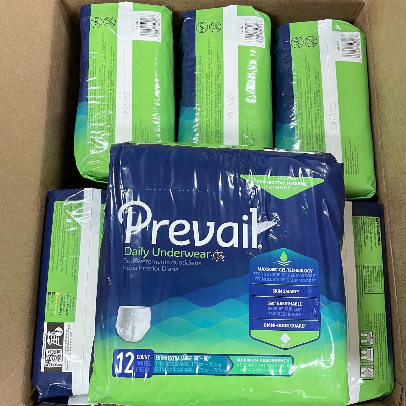 Prevail Disposable Underwear Extra Extra Large XXL – 72 Count – SHIPS FAST