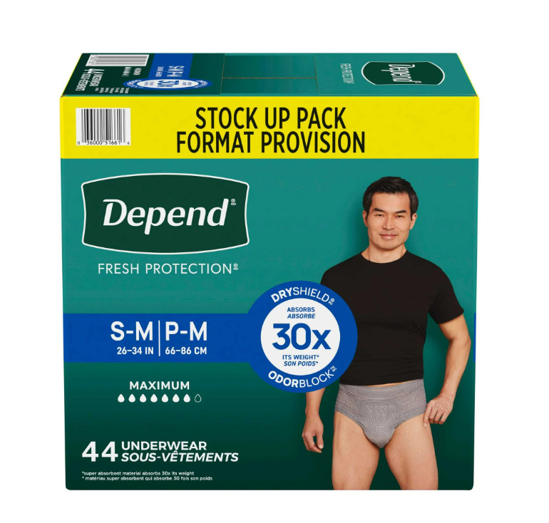 Fresh Protection Men’s Incontinence Underwear – S/M – 44 Count – Discreet