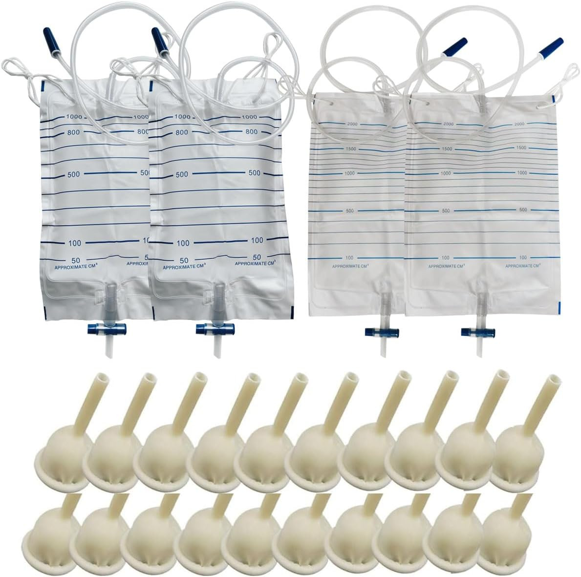 Male Catheter External Self-Sealing Set 20PCS Condom 2PCS 1000ML Urine Bag 2PCS