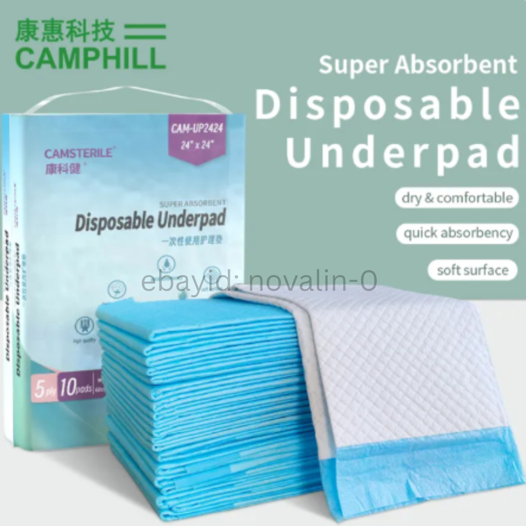 Camsterile Camphill 5-Ply Disposable Underpads 10 Pads | Absorbent Bed Pads