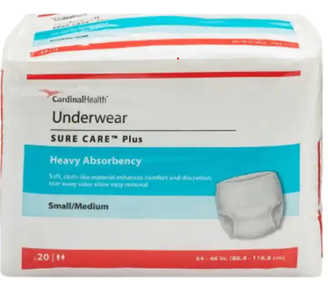 20 Count Cardinal Health “Sure Care Plus Underwear” Small/Medium (34-46″)