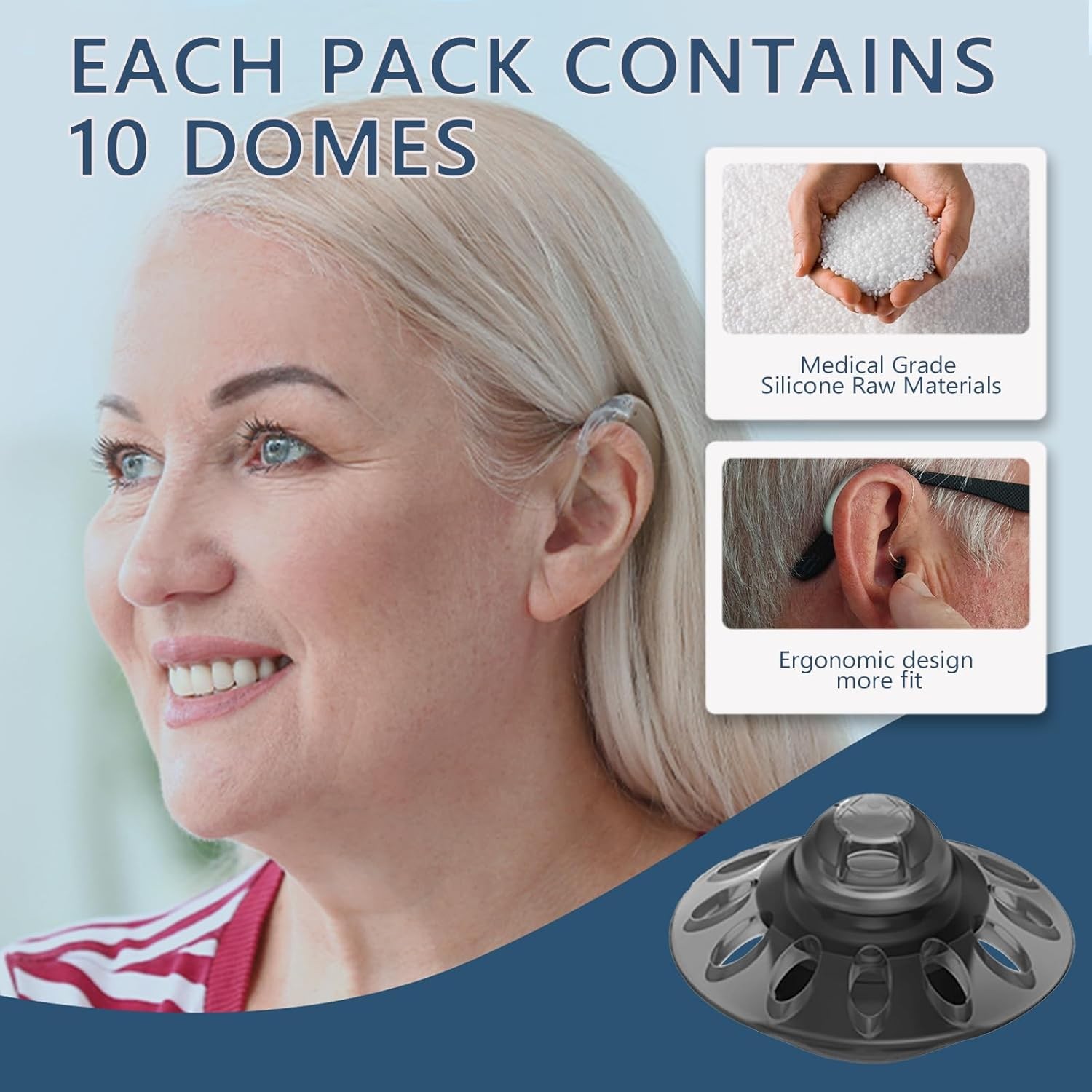 20pcs Phonak Open Hearing Aid Domes Medium Size (0.35 Inch=9mm) Ideal for Phonak