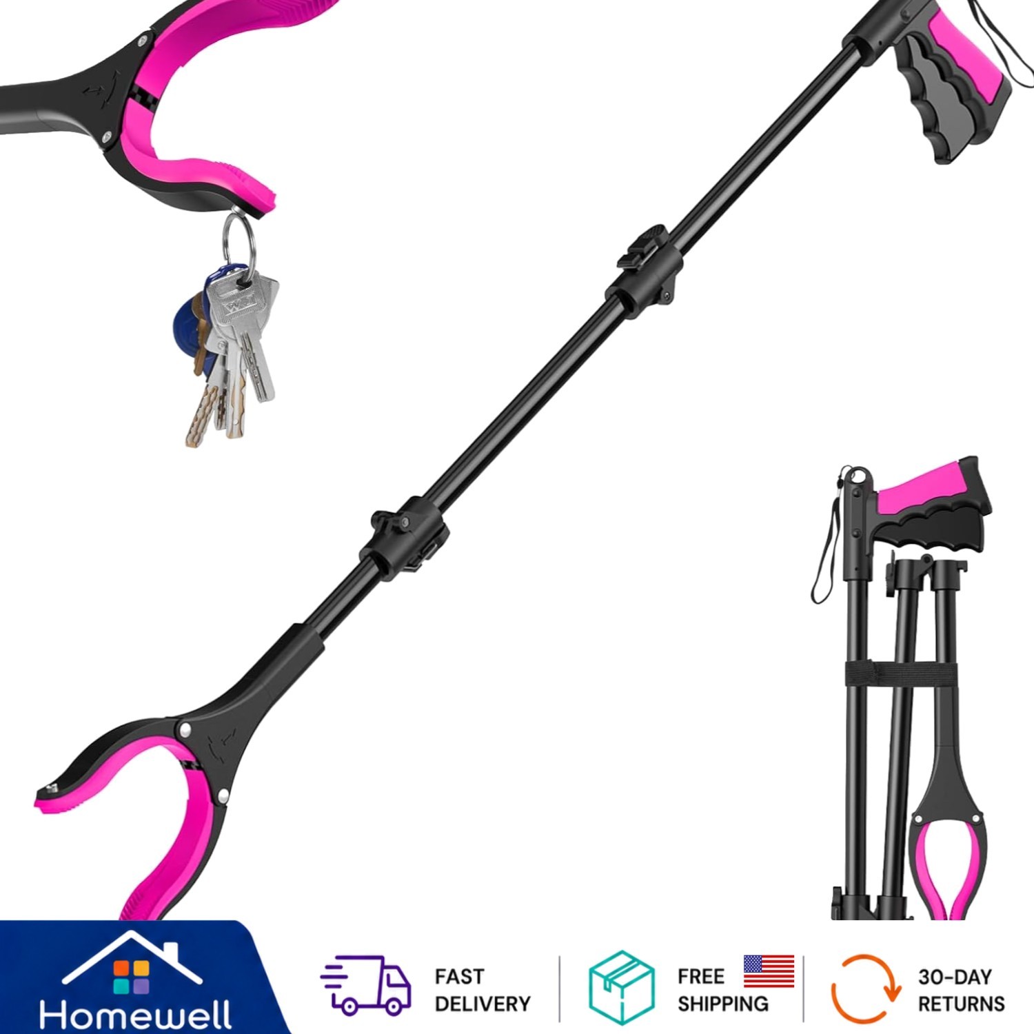 36″ Grabber Reacher Tool, Foldable Reacher Grabber Pickup Tool with 360° Rota…