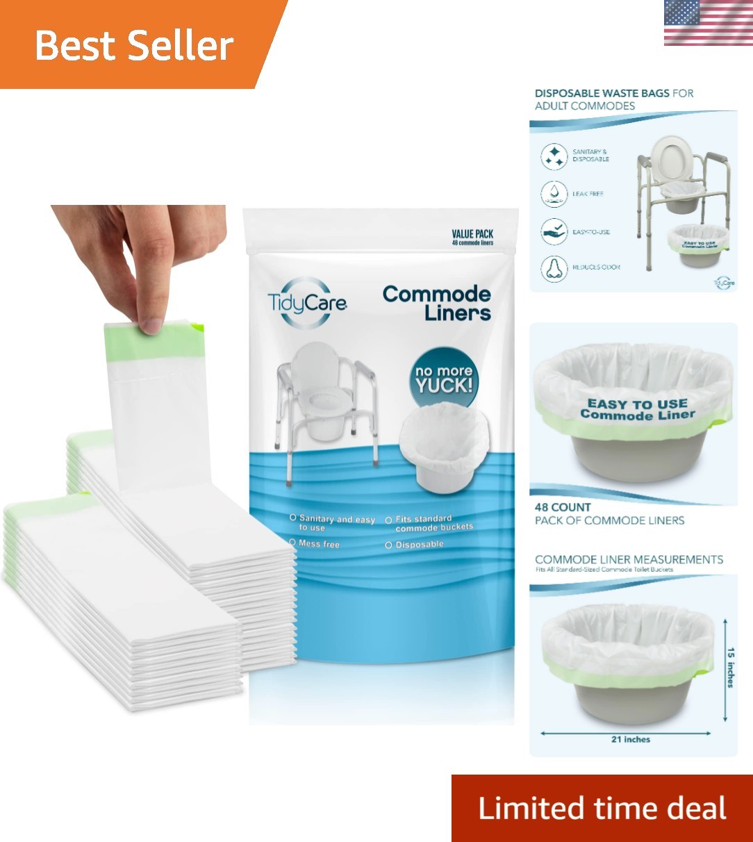Bedside Commode Liners for Portable Toilet Chair Bucket and Bedpan | Value Pa…