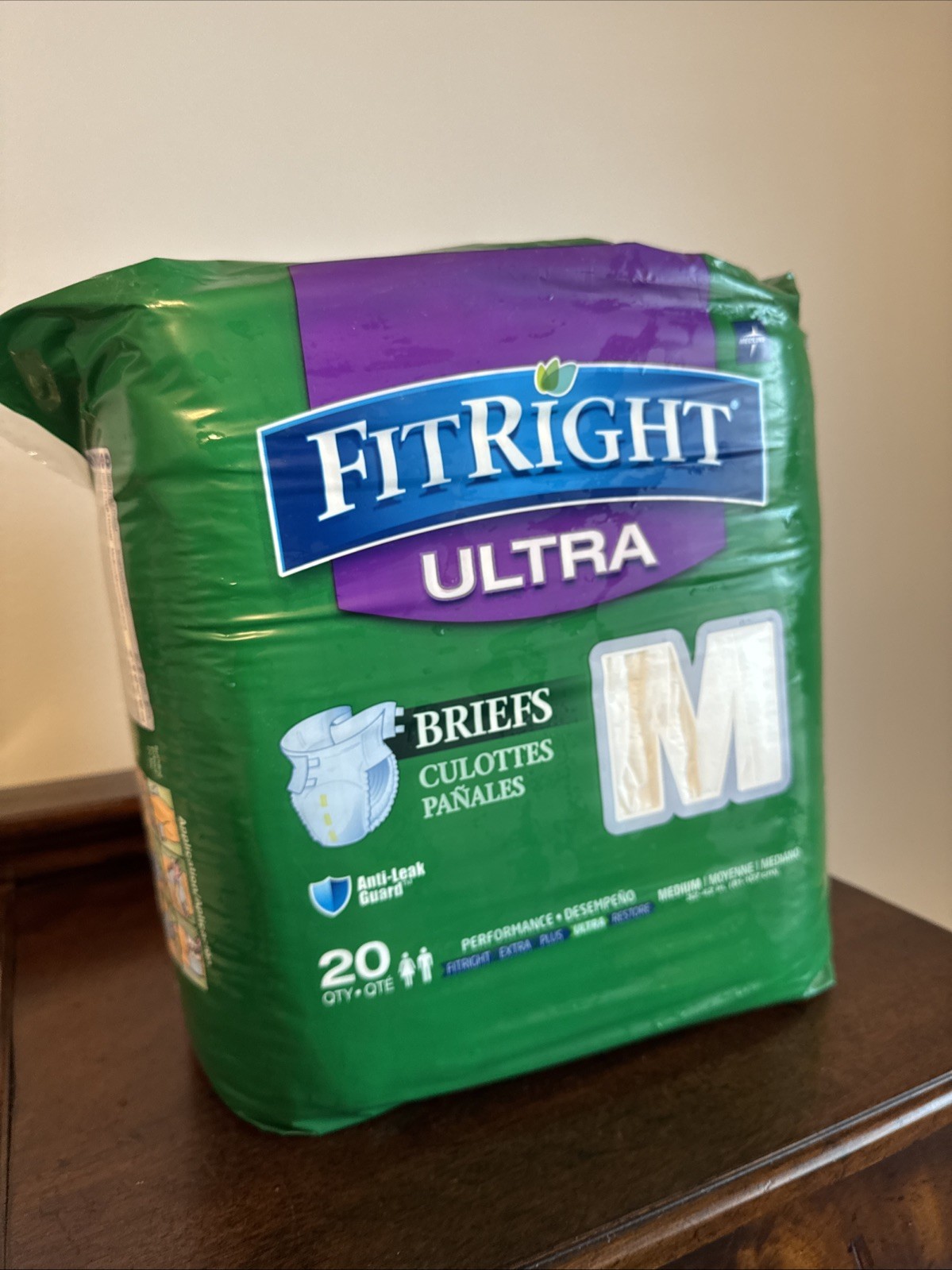 32″ to 42” – Medium, 20 Ct Medline FitRight Ultra AdultAnti Leak Guard Briefs