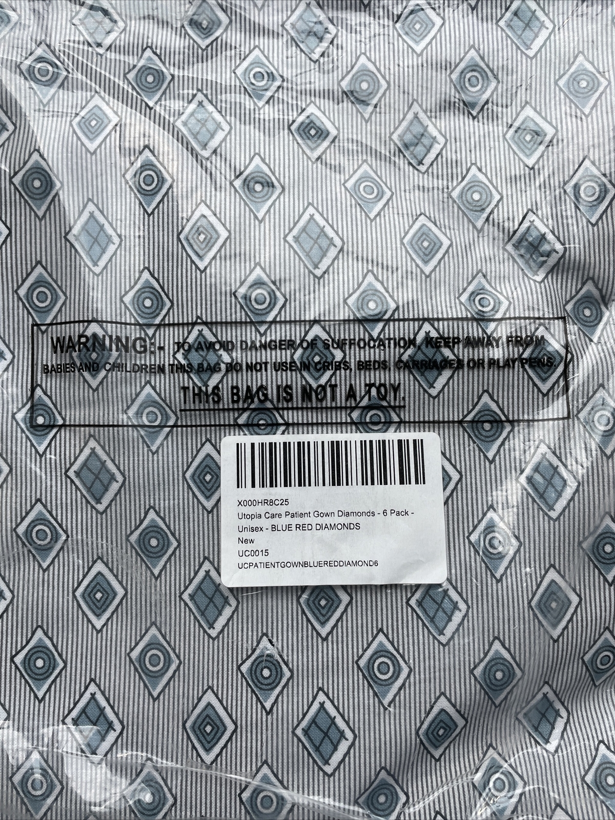Utopia care patient Gown Diamond – 3 Pack Unisex Blue
