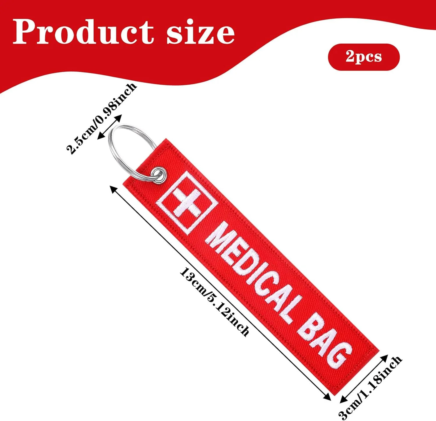 Mabor 2Pack Medical Alert Bag Tags, DoubleSided Embroidered Medical Device Lu…
