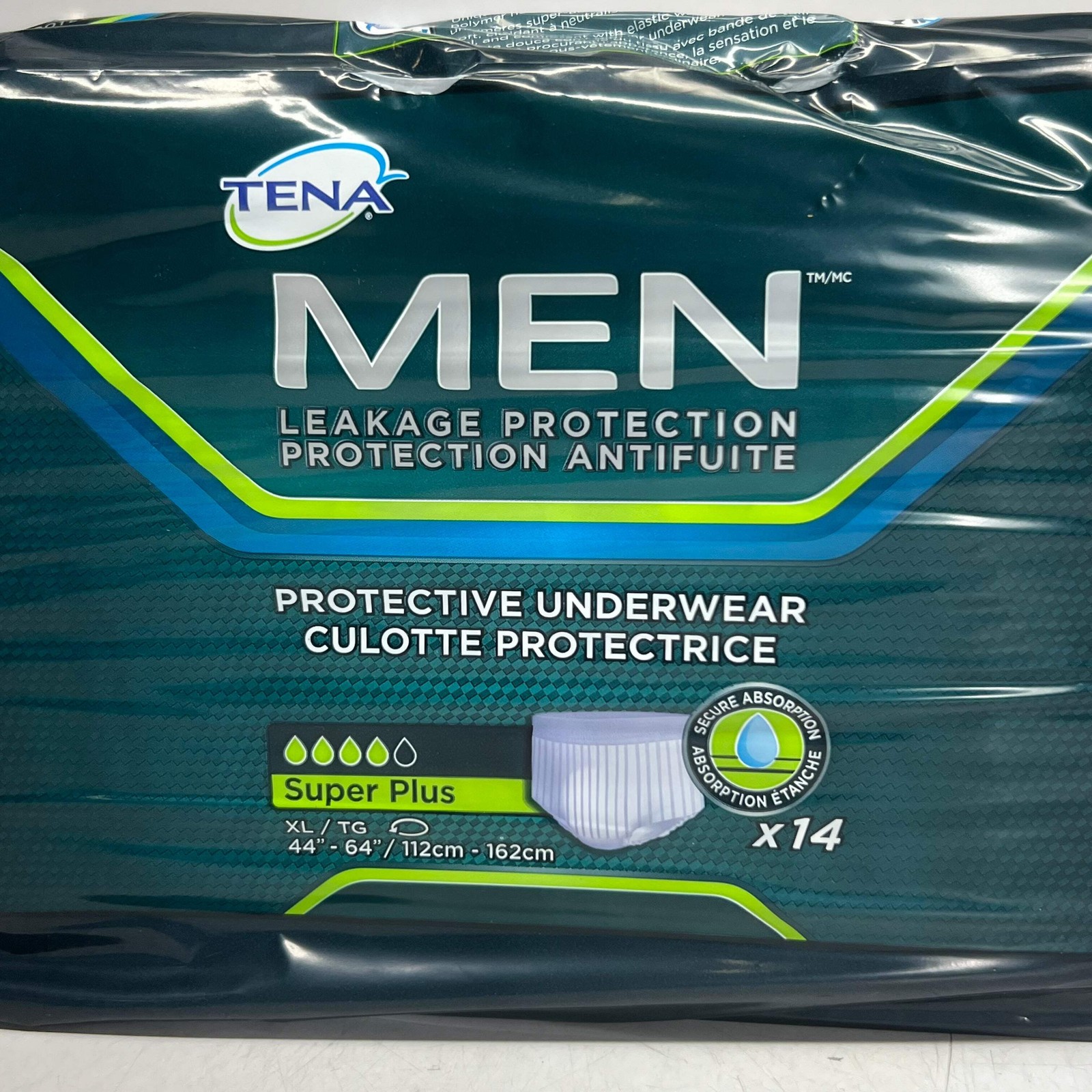 TENA (14 PACK) Men Super Plus Underwear, Heavy Absorbency Sz XL White 35108-06