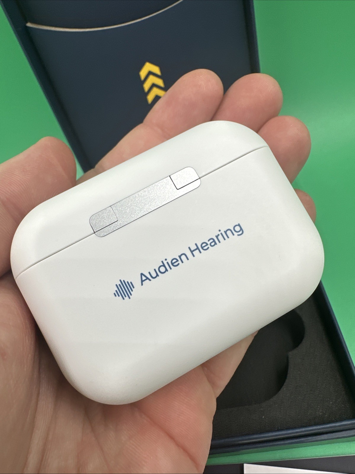 Audien Hearing Atom X Rechargeable OTC Hearing Aids Bluetooth W/UV Charging Case