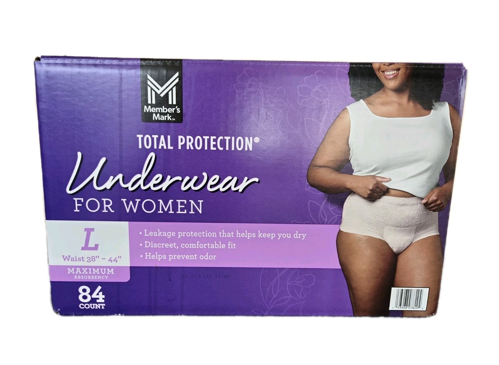 Members Mark Total Protection Underwear for Women Large 84 Count New Unopened