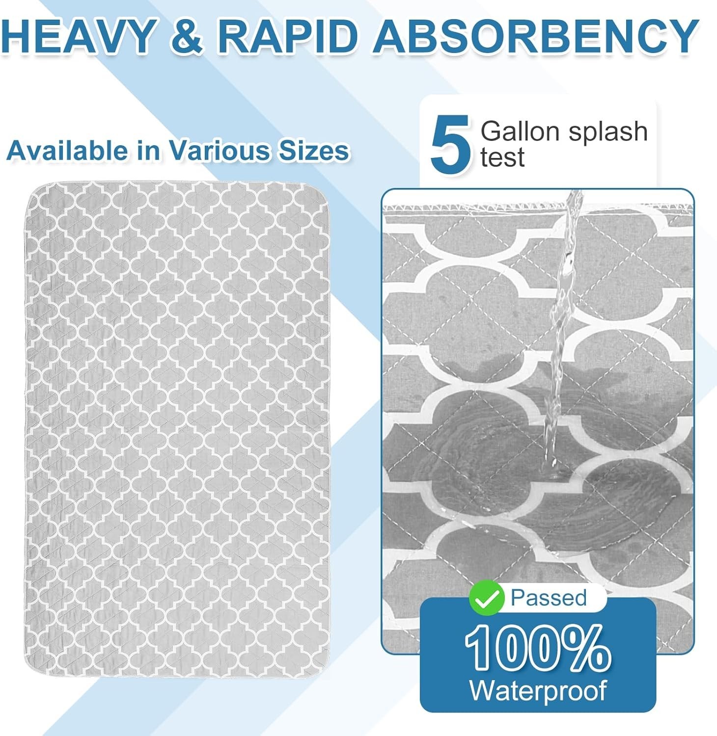 Washable Bed Pads 34″ x 56″ Pack of 2, Incontinence Mattress Protector, Anti-…