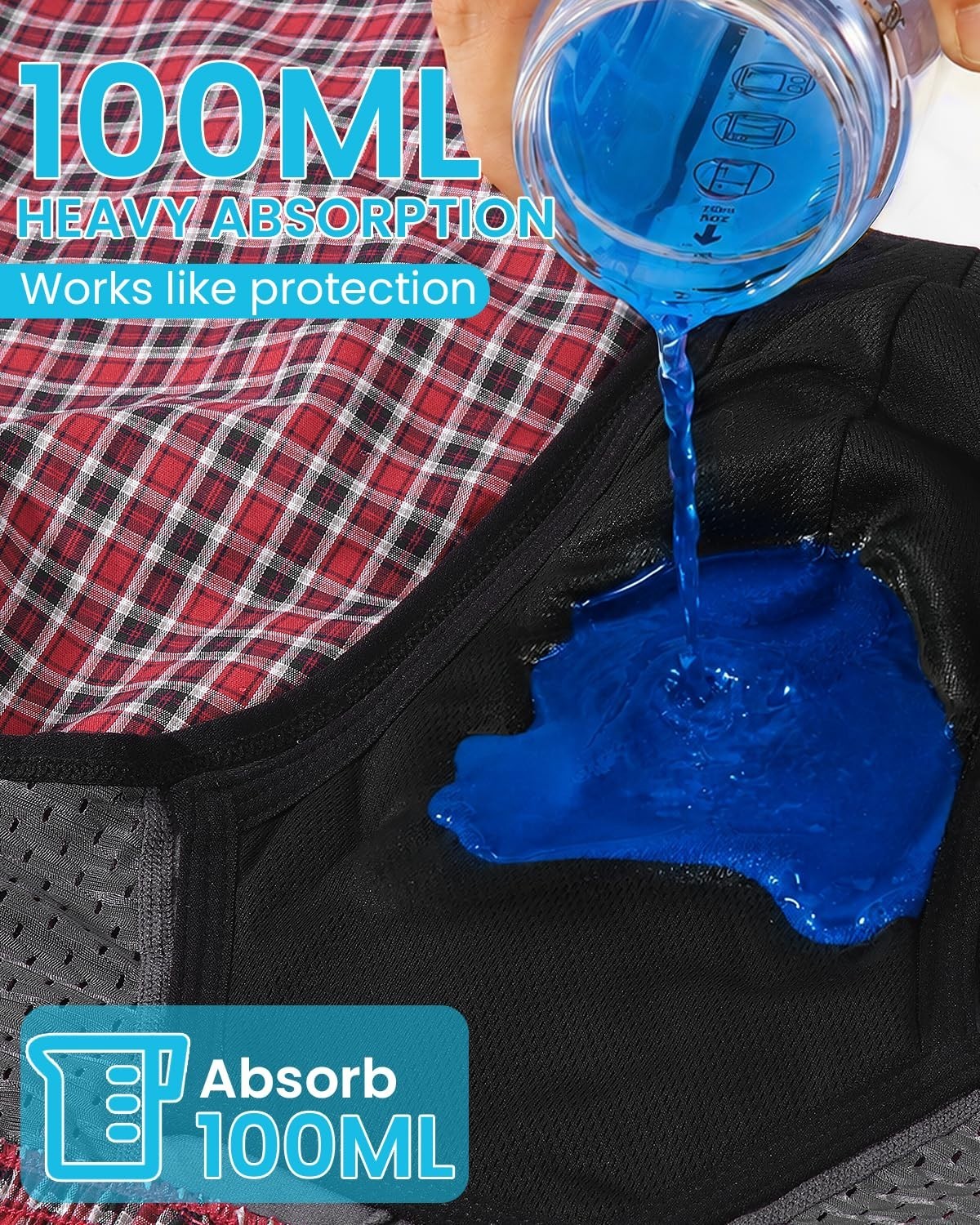 Men’s Washable Incontinence Underwear – Leak-Proof Boxer Briefs, 3 Pack, 100ml A