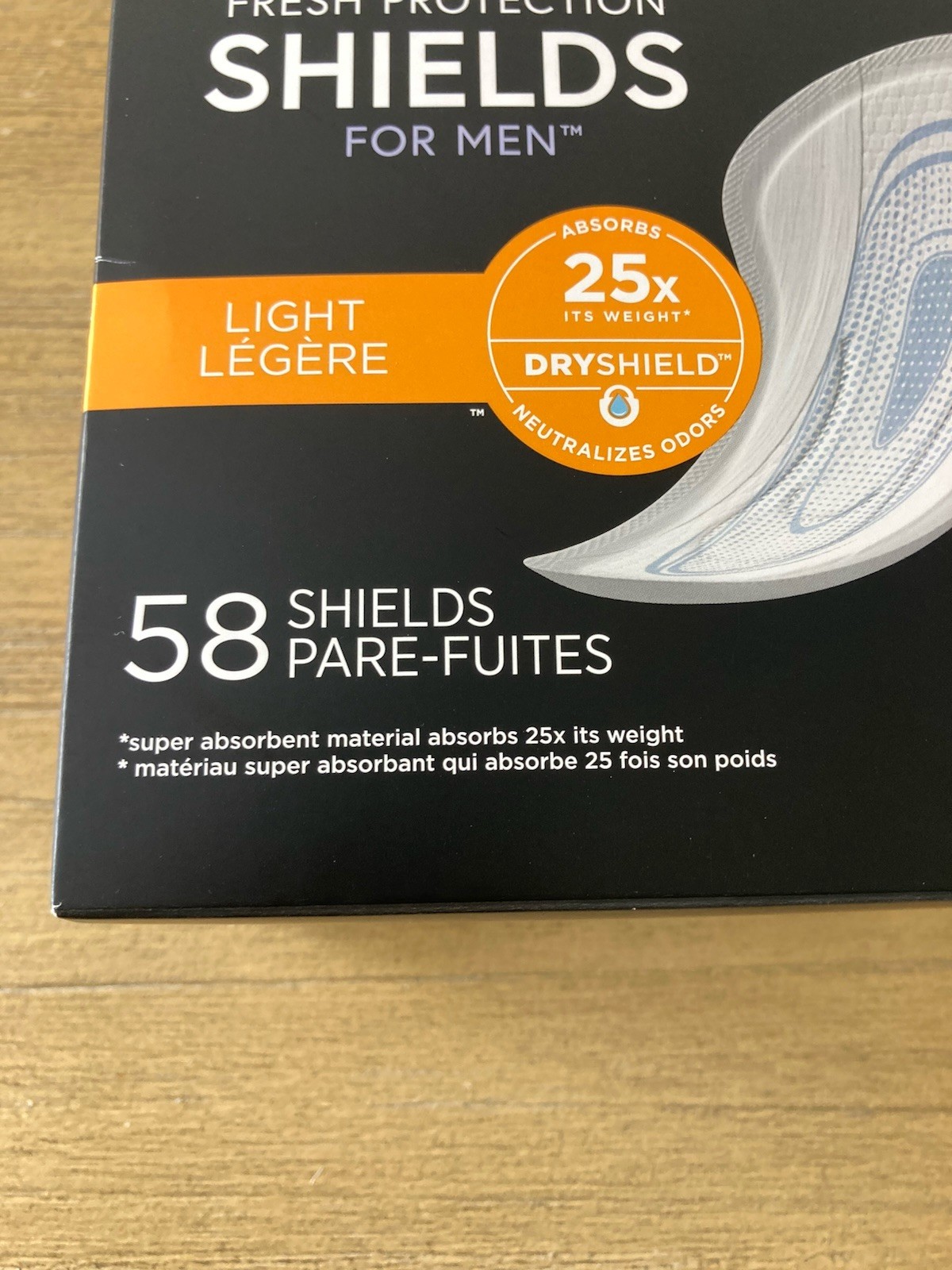 58 COUNT DEPEND MEN’S SHIELDS GUARDS – LIGHT ABSORBENCY FACTOR NEW