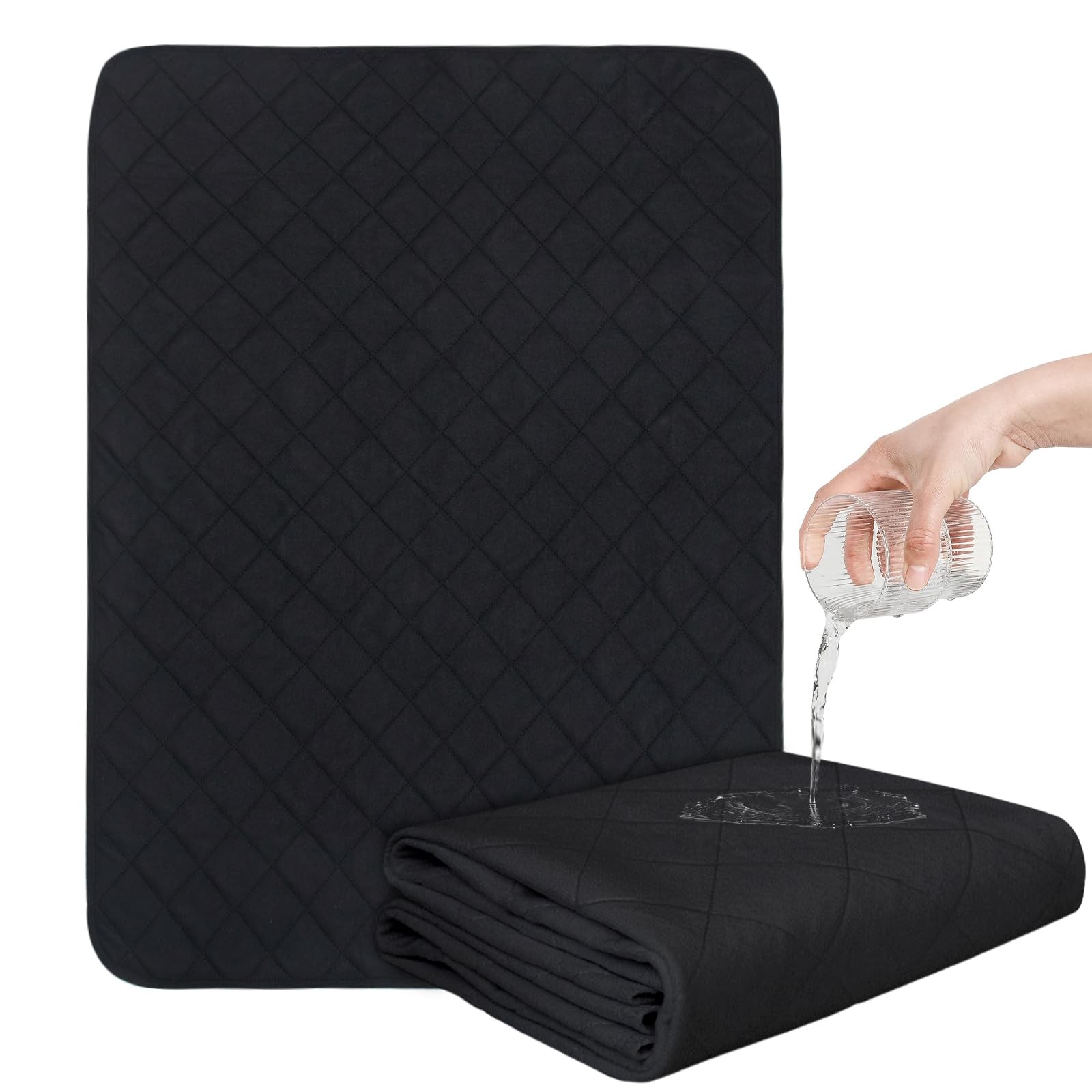 2 PCS Washable Incontinence Bed Pads 24×36 Inch Reusable Underpads Black