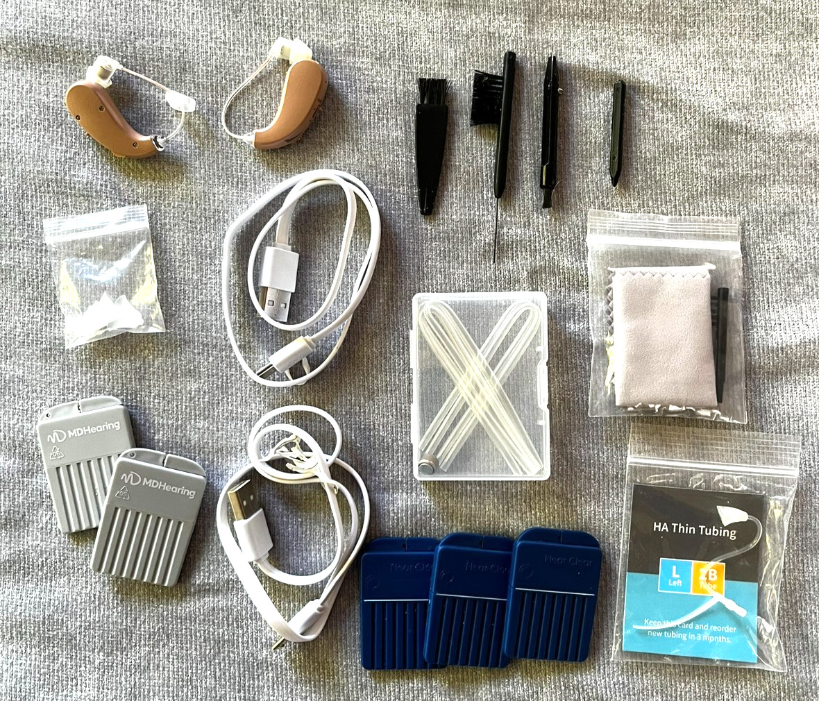 Assistive Listening Device & Hearing Accessory Lot – Chargers, Tips, Drying Case