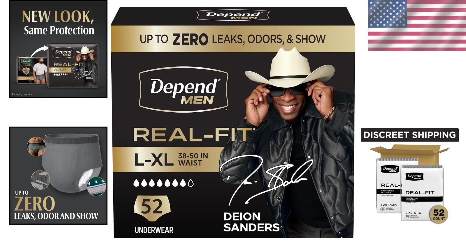 Depend Real Fit Men’s Maximum Absorbency Incontinence Underwear, 52 Count, XL
