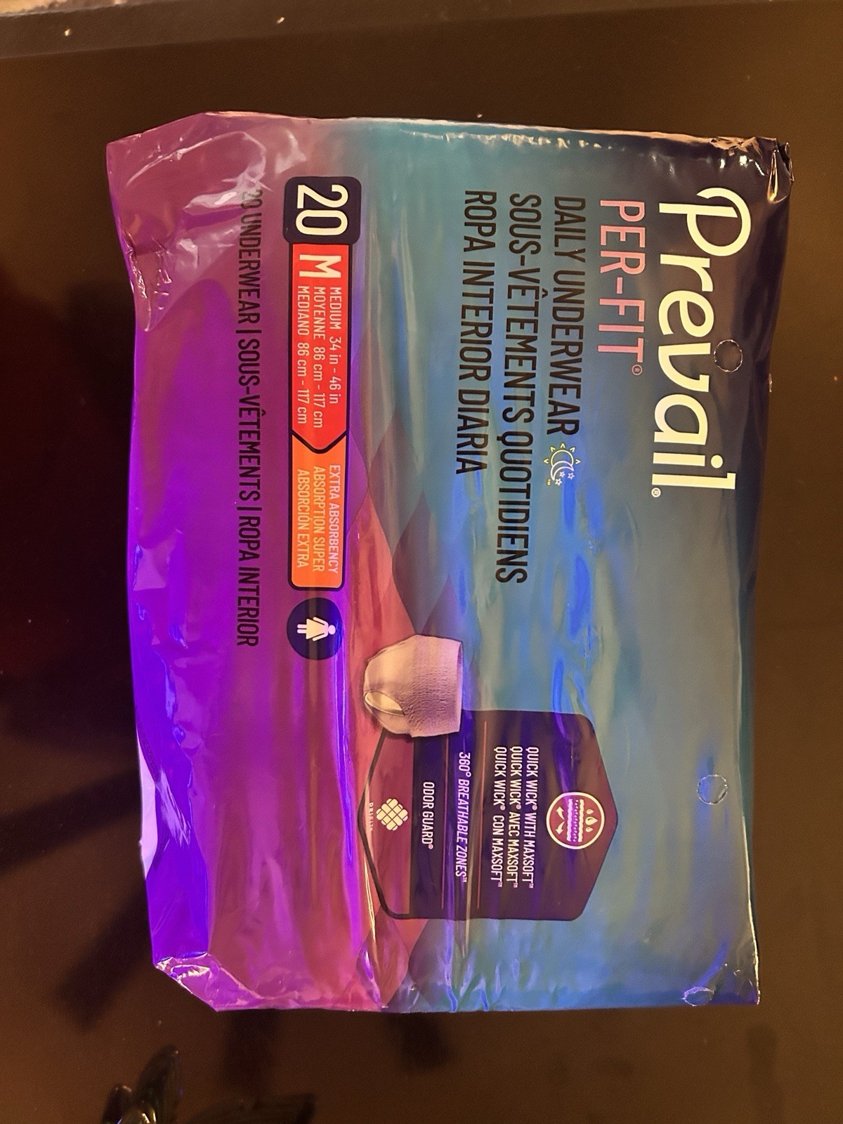 Prevail Per-Fit Daily Underwear, Size M, 20ct each pack (16 Packs Available)