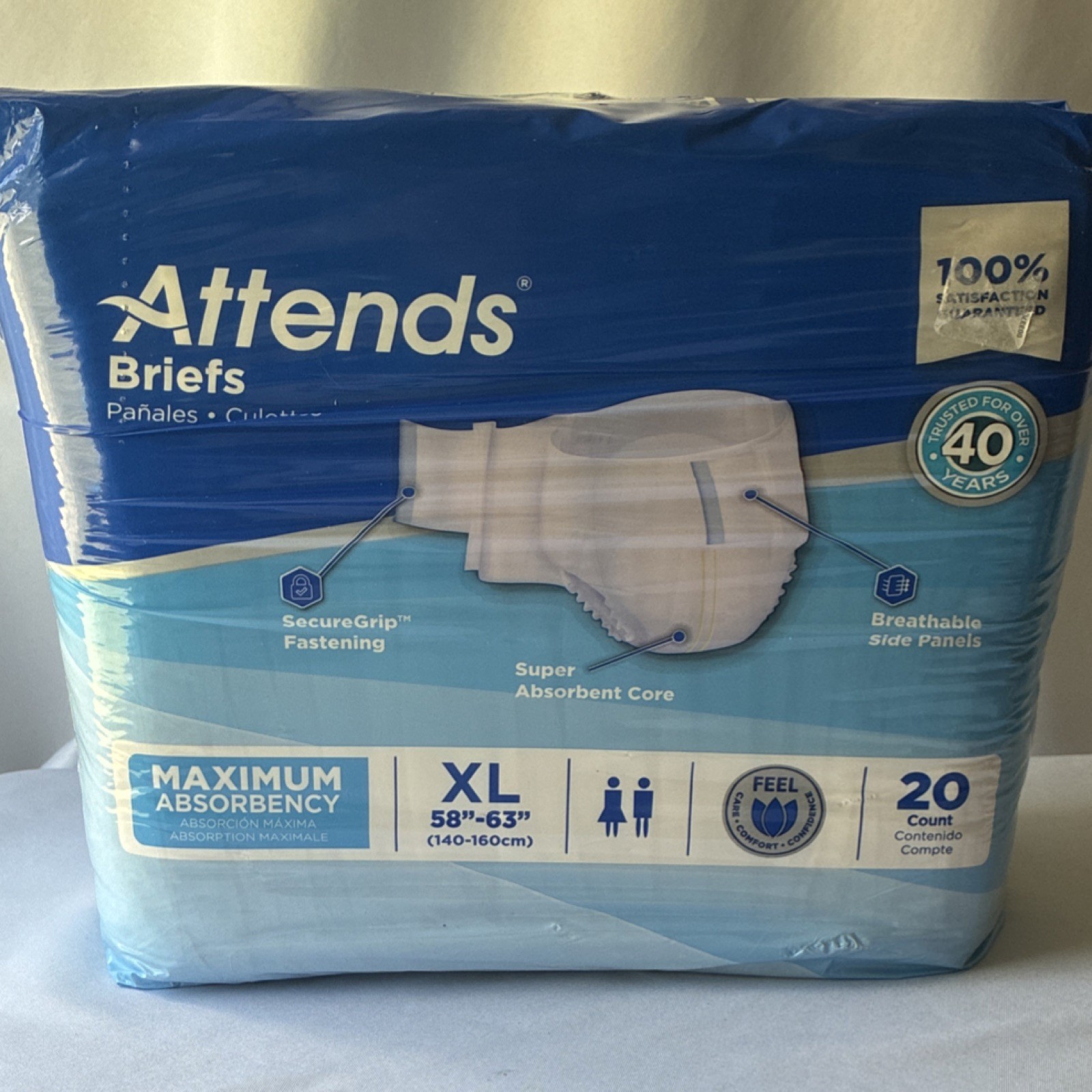 Attends Incontinence Briefs XL Maximum Absorbency 20 Ct Latex-Free DDA40