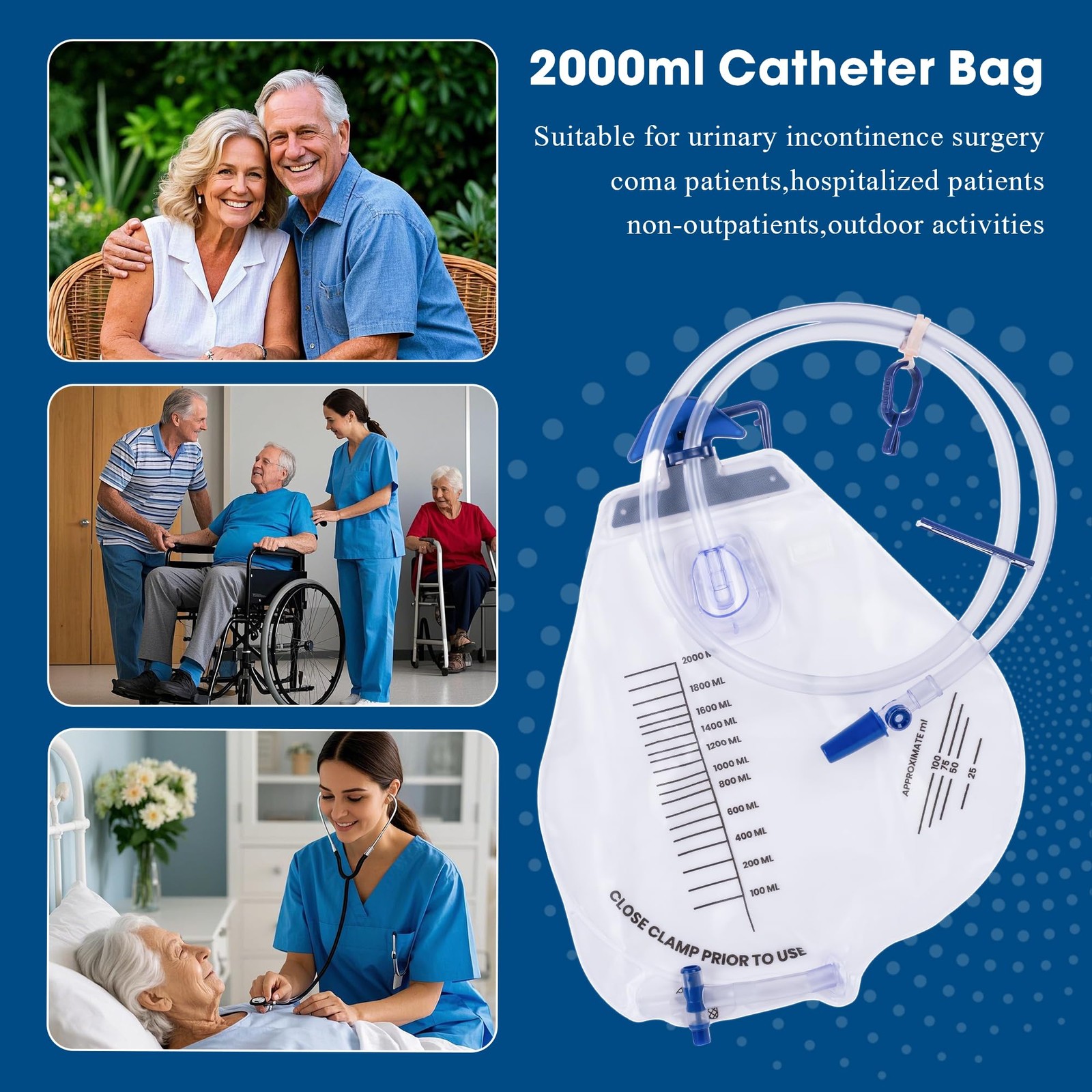 Catheter Bags for Men and Women 2000mL Urinary Drainage Bags, Enhanced Anti-R…
