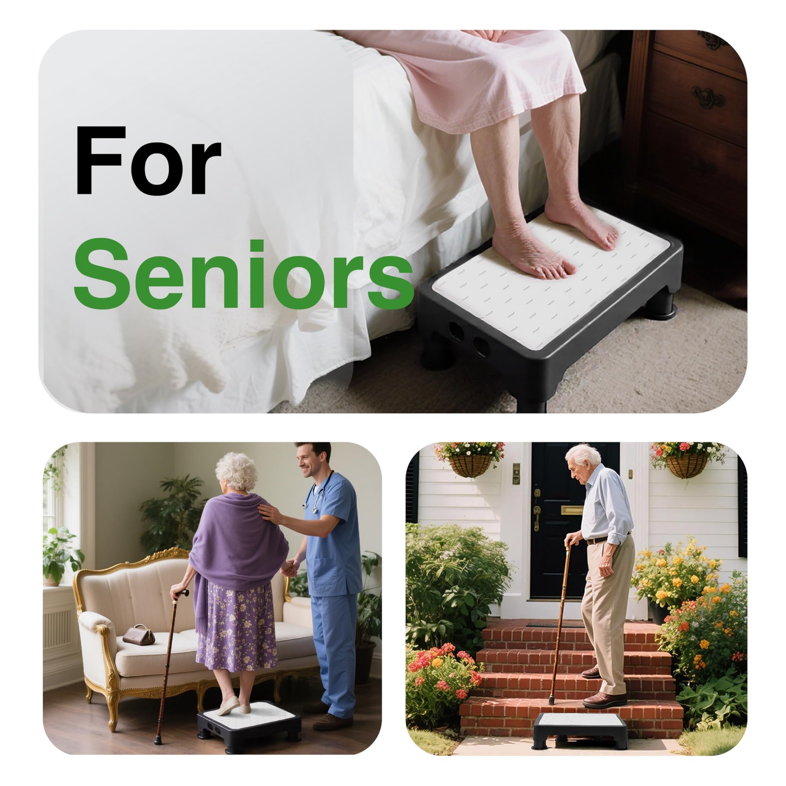Adjustable Step Stool for Adults & Seniors, 650LBS Heavy Duty Bed Step for Hi…