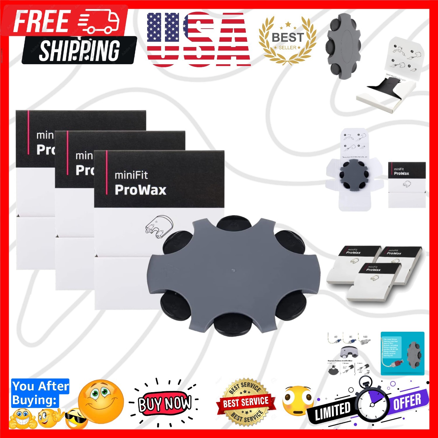 for Oticon ProWax MiniFit, Oticon Hearing aid Supplies 3 Packs/18 PCS