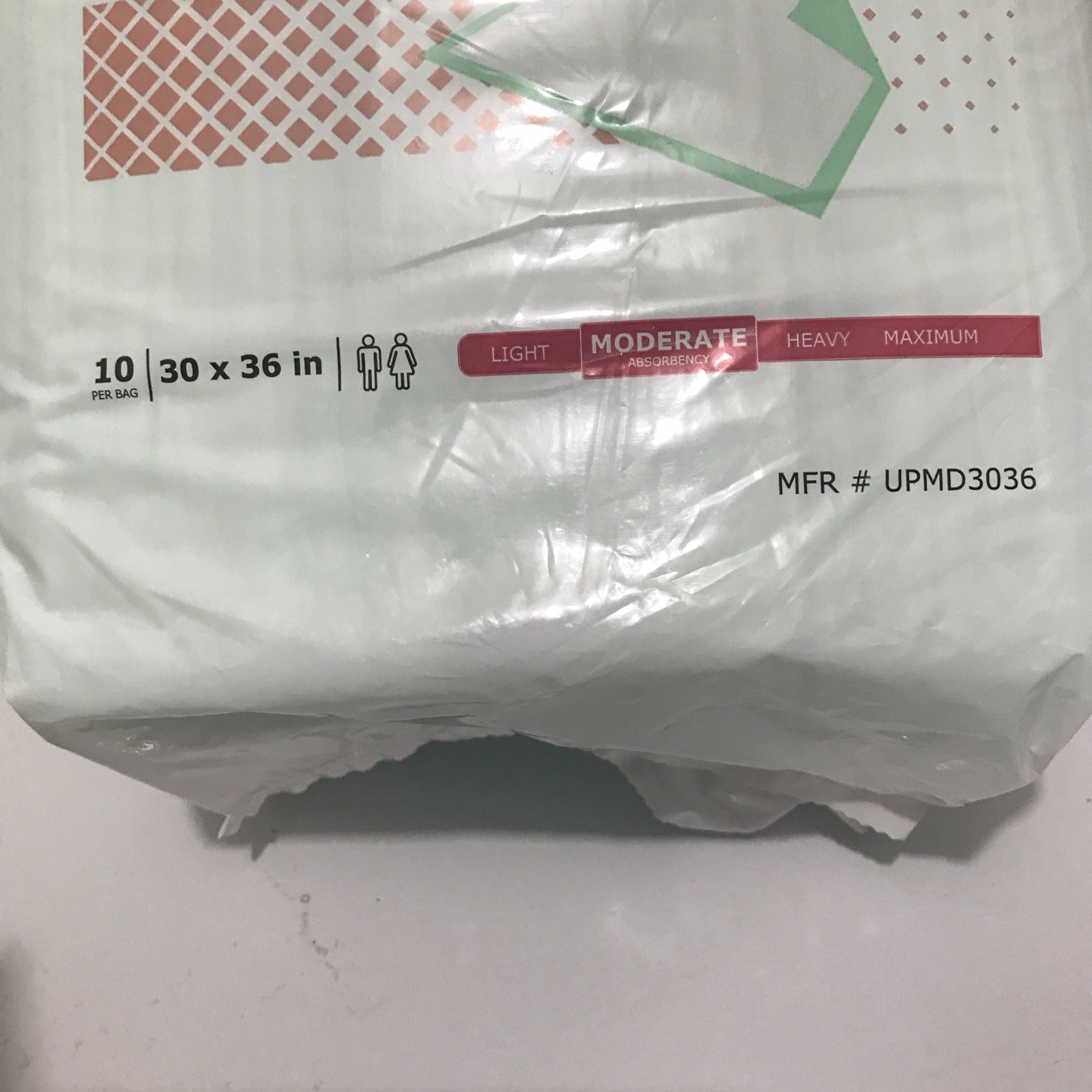 McKesson Super Underpads, Moderate Absorbency, 30 x 36 in, White, 10/Bag