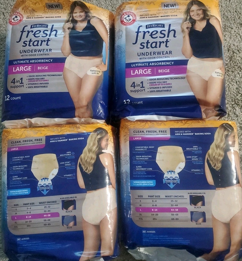 48 Large Arm & Hammer Fresh Start Underwear Odor Control Ultimate Absorbency