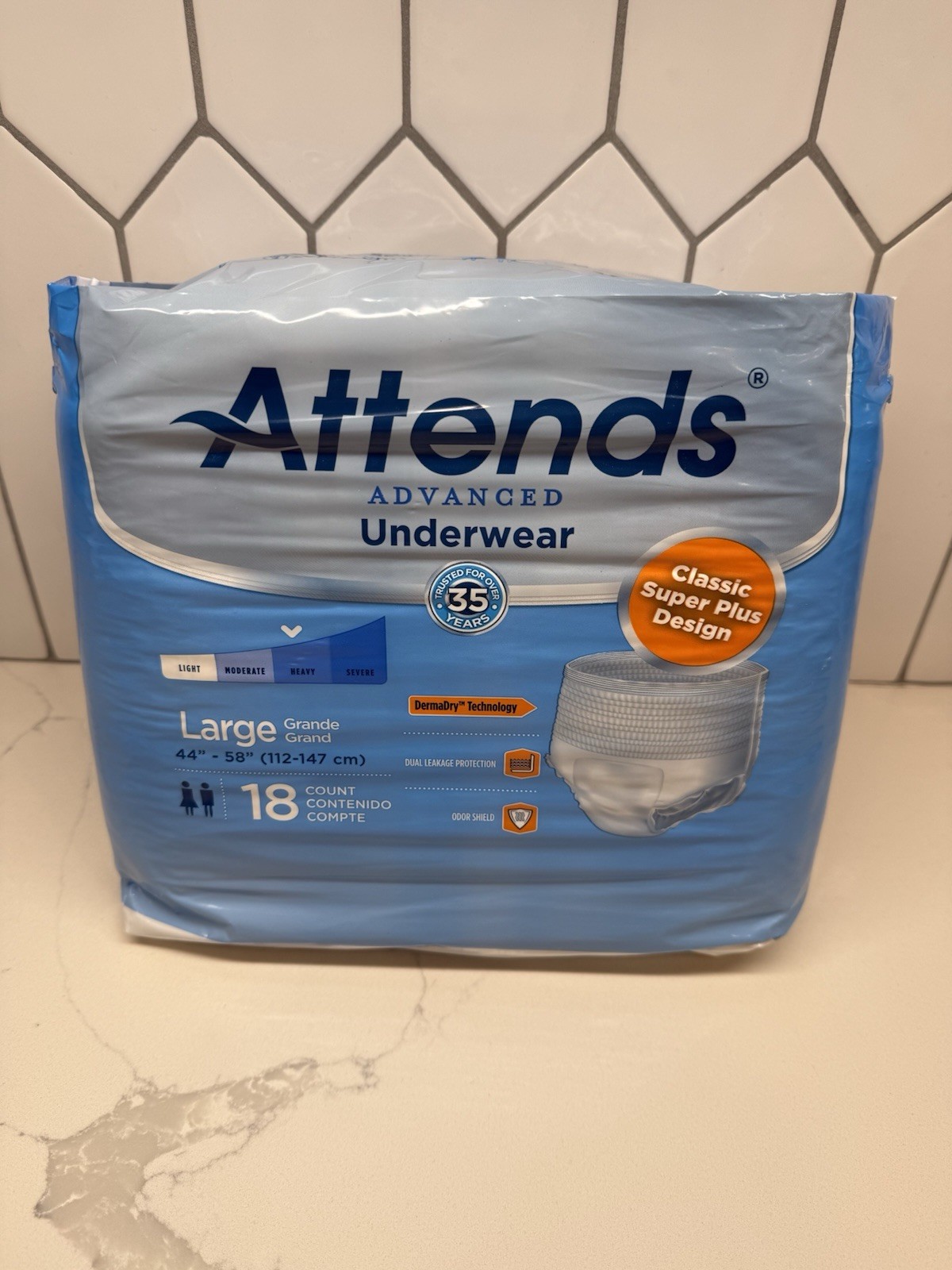 Attends Disposable Underwear Large Maximum Absorbency 18 Ct