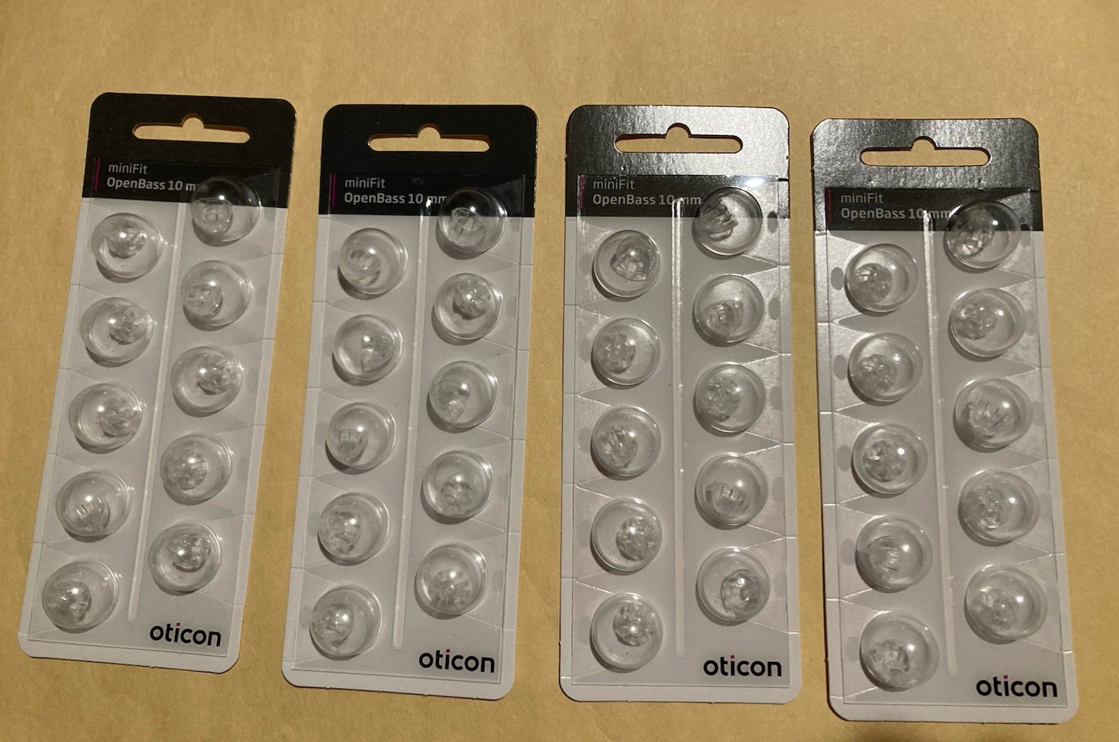 Oticon miniFit 10mm Open Bass Domes – 4 Packs (40 Units)