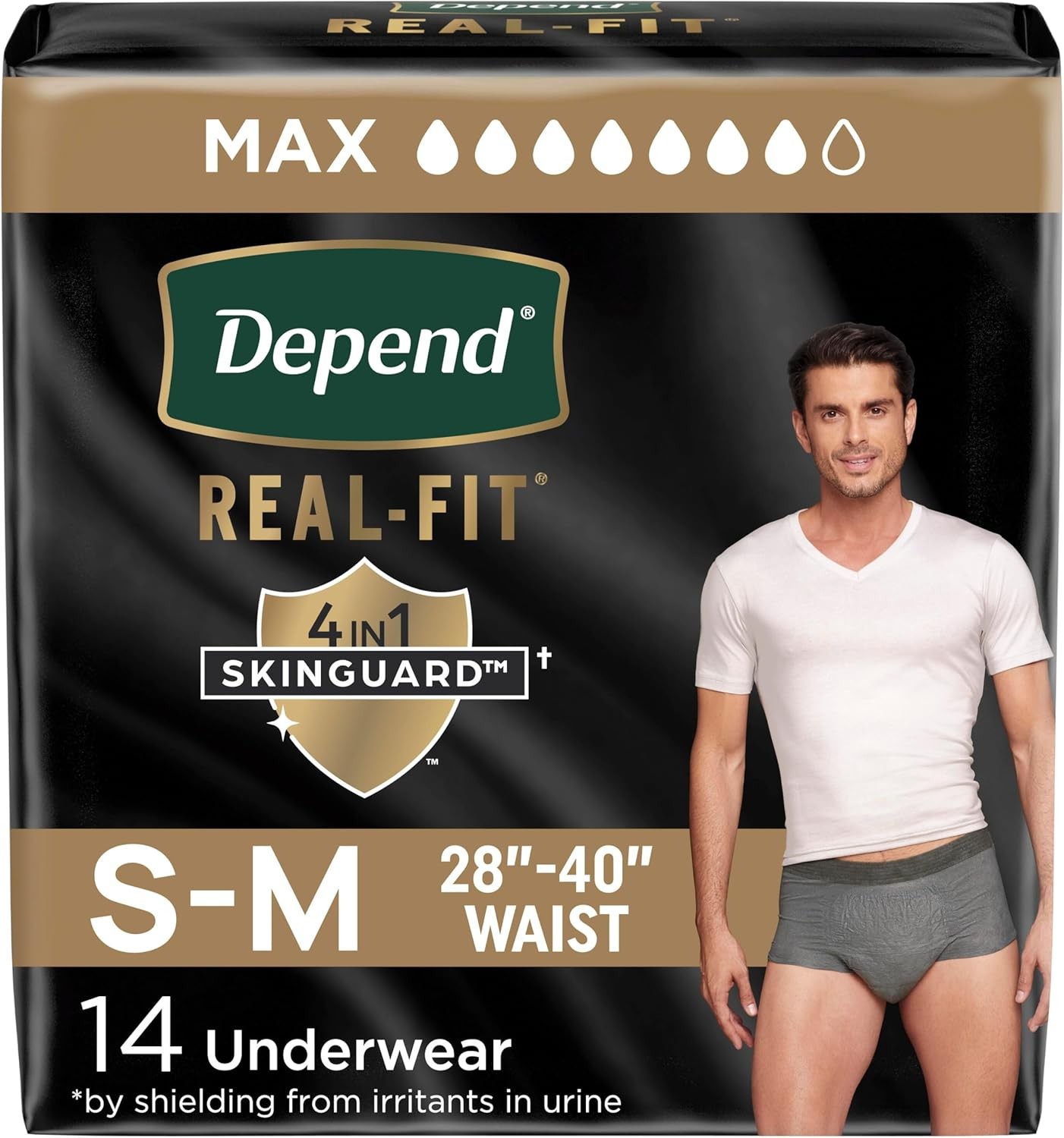 Depend Real Fit Adult Diapers, Incontinence Underwear for Men, Disposable, Maxim