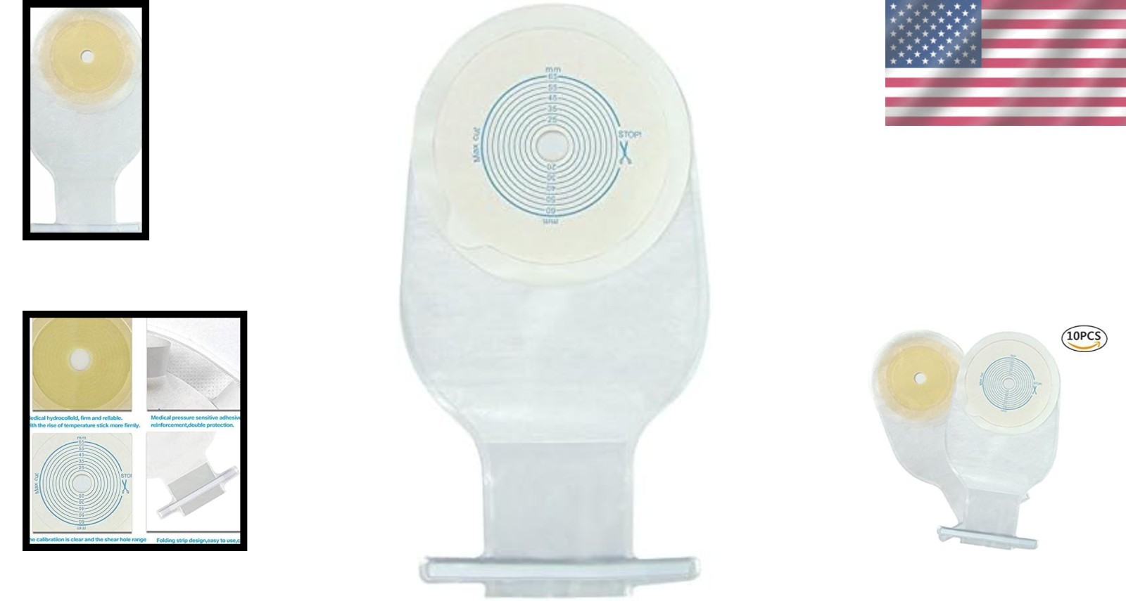 10-Pack Colostomy Bag Supplies – Drainable Pouch System for Comfort & Security