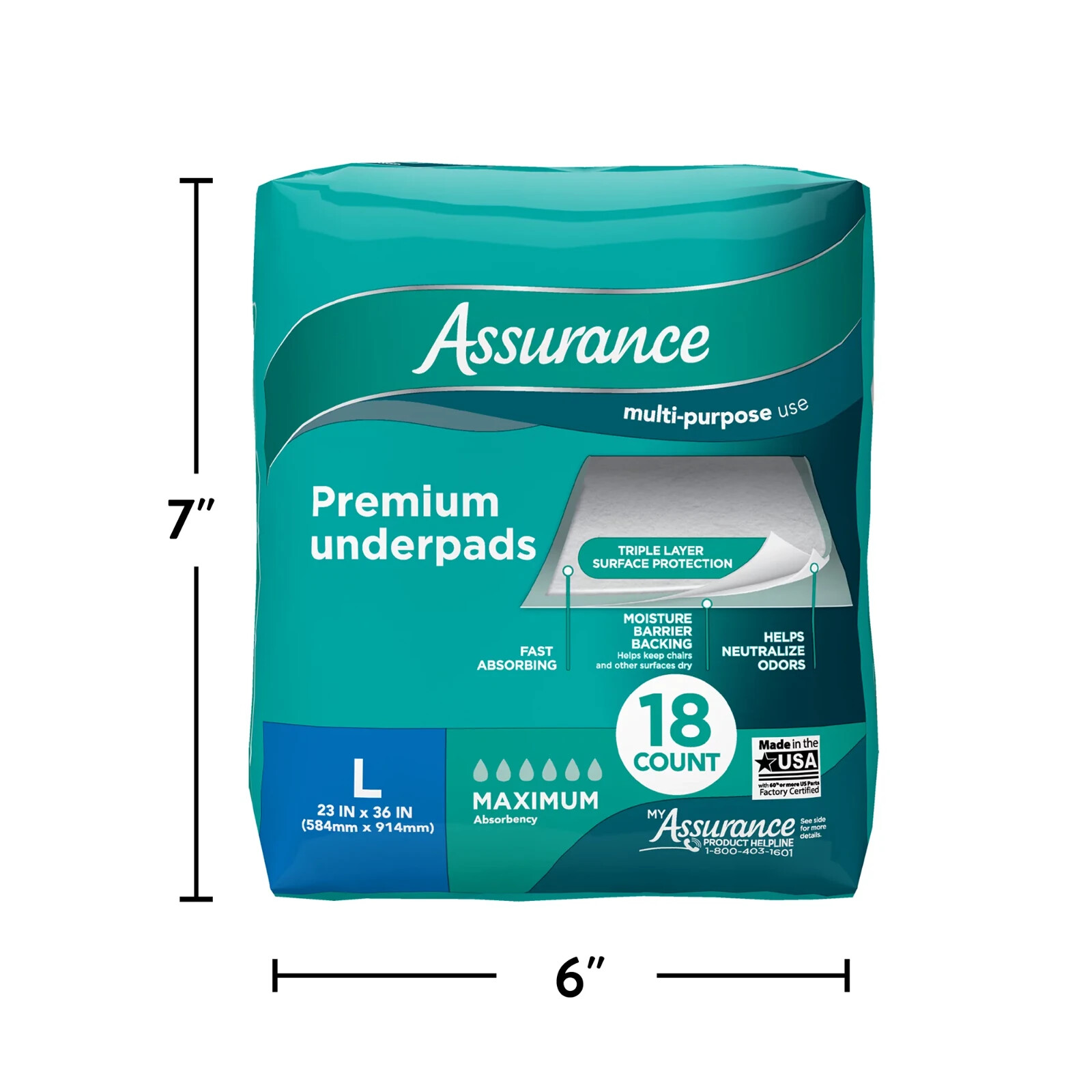 Equate Assurance Underpads, 108 Count – Premium Maximum Absorbency -Size L 6x 18