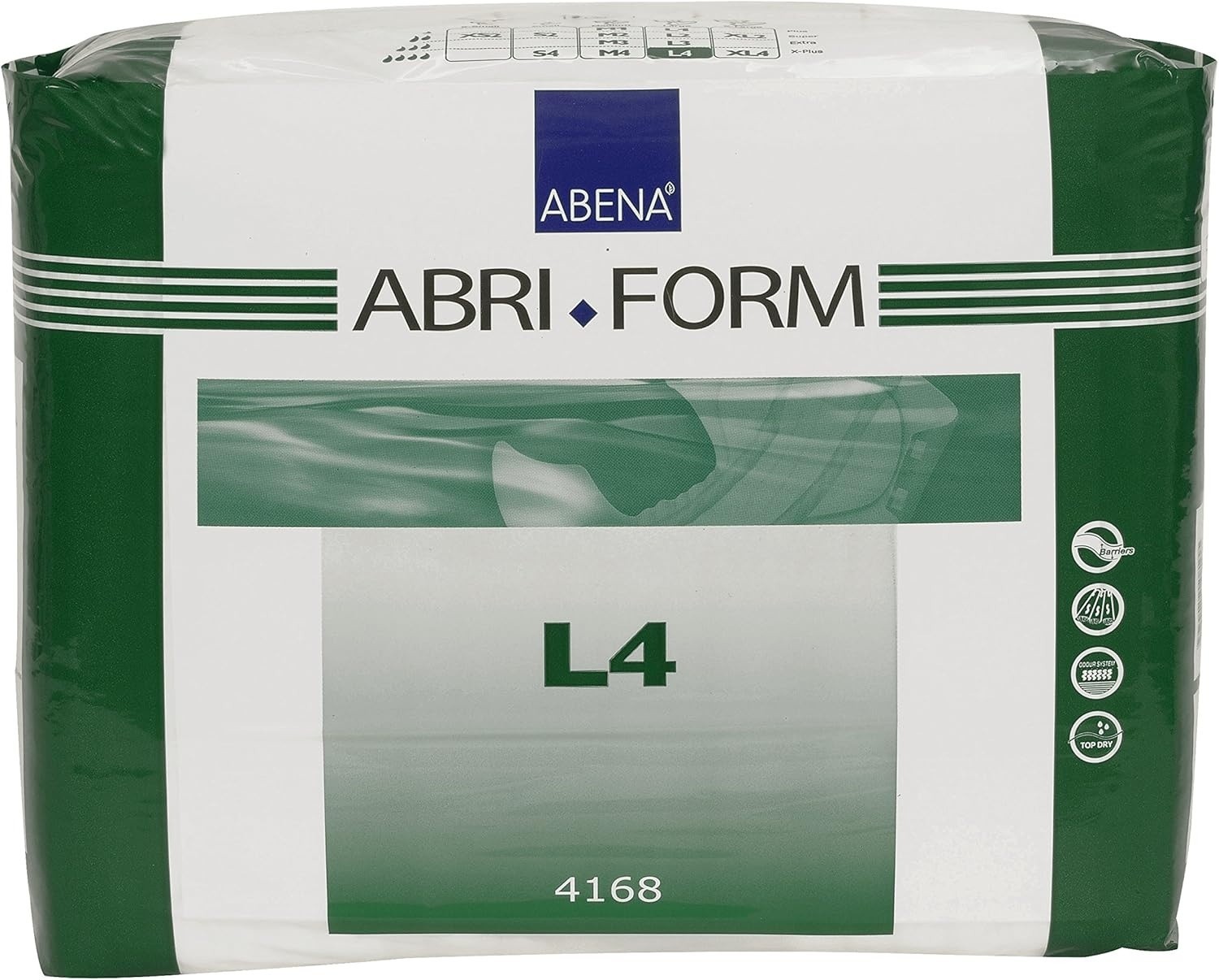 Abena Abri-Form Comfort Plastic-Backed Incontinence Brief, Level 4, Large, 36 Ct