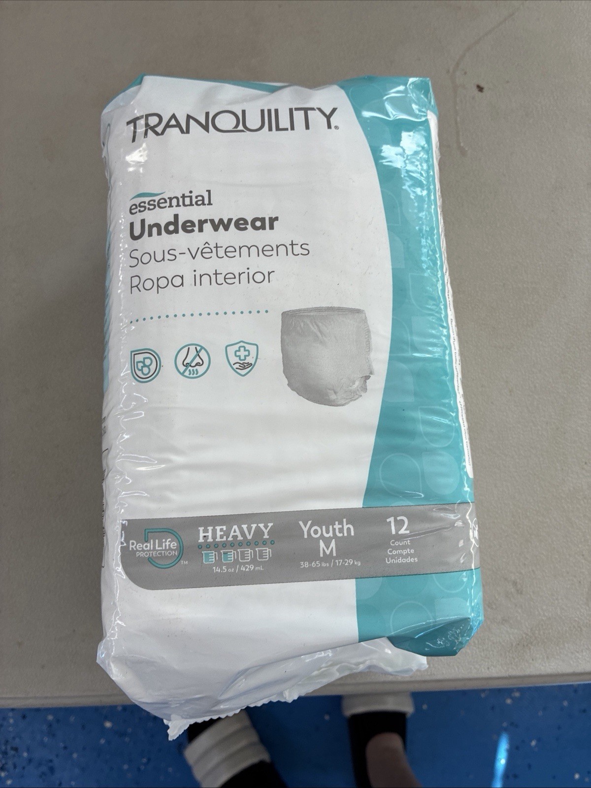 Tranquility Essential Underwear Disposable Heavy Unisex Kids M White 36 Ct