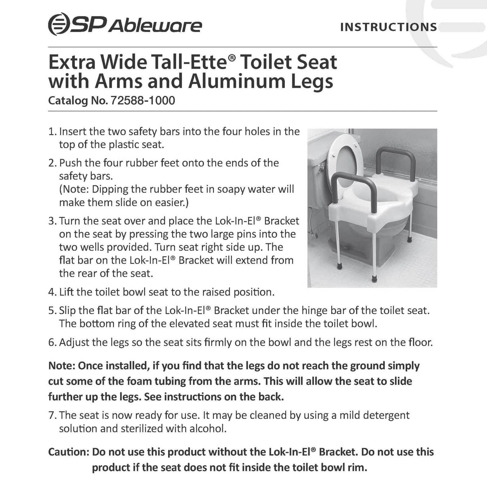 Sp Ableware 9155 Tall-Ette Elevated Toilet Seat Extra Wide Seating Surface And